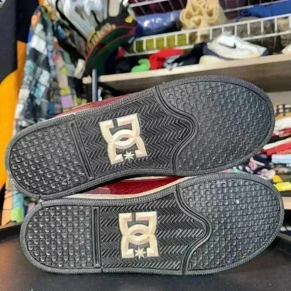 RARE DC Premier SN VTG  Y2K Fat Tongue Shoes Sneakers Burgundy Gold Men Size 8.5 - Picture 5 of 11